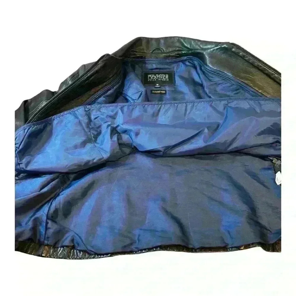Wilsons Leather Pelle Studio Jacket Women Size Medium Full Zip Black Solid - Picture 9 of 16